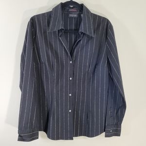 New York & Company City Stretch Button Up Shirt Size Large